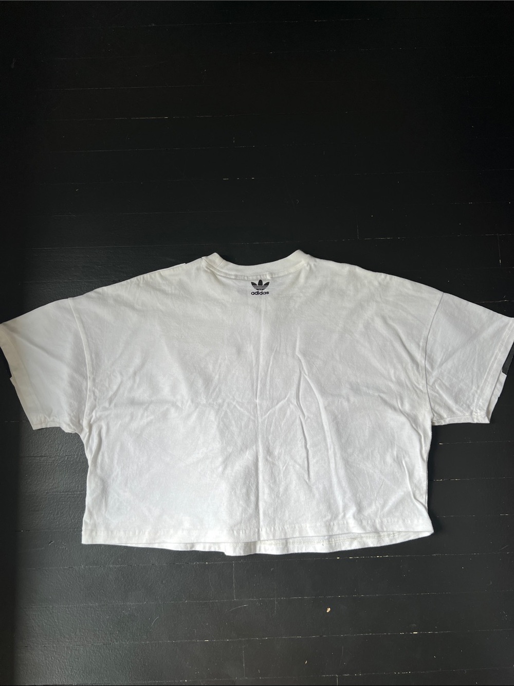 adidas Black and White Crewneck Graphic Crop Tee - Picture 3 of 4